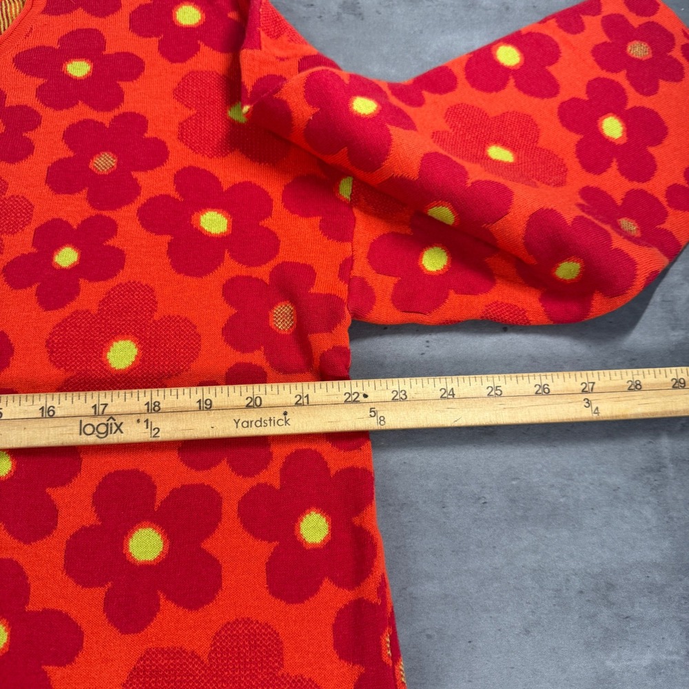Gudrun Sjoden Sweater Womens L Polli Orange Red Floral Organic Cotton NEW Indie - Picture 7 of 9
